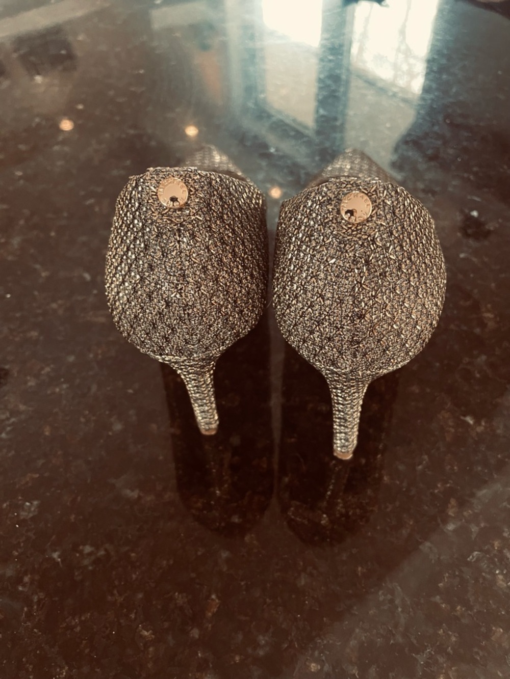 Michael Kors Silver Metallic Woven High Heels